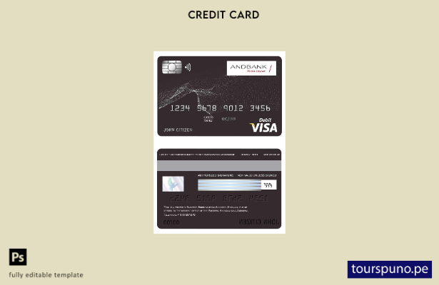 Lista para imprimir plantilla de tarjeta visa bancaria Andorra Andbank